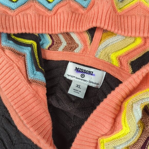 Missoni Target Hoodie Womens XL Multicolor Chevron Knit Zip Up Slim Fit Long - Picture 3 of 16